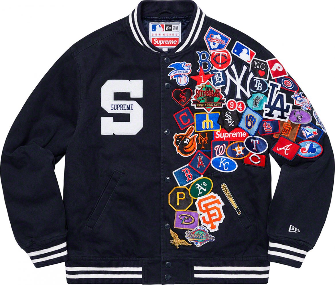 Supreme S/S20 SS20 2020 New Era MLB Varsity Jacket Black Noir