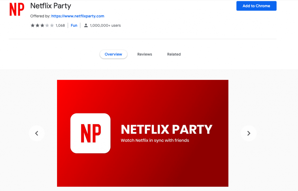Netflix Party Google Chrome Store